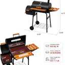 Royal Gourmet CC1624W Barrel Charcoal Grill with Offset Smoker, 552 Sq. In. Cooking Area, Wooden Front and Side Shelf with Hooks, Mesh Bottom Shelf, Charcoal Grill for Outdoor Grilling, Black