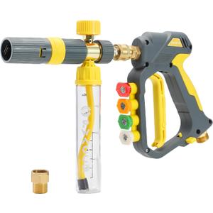 PWACCS Pressure Washer Gun with Foam Cannon, 100 ML | Mini No-Dilution Foam Cannon Pro Power Wash, Soap Cannon, 4 Nozzle Tips, For Car Wash