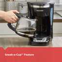 BLACK+DECKER 12-Cup Digital Coffee Maker, Programmable, Washable Basket Filter, Sneak-A-Cup, Auto Brew, Water Window, Keep Hot Plate, Black