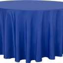 sancua Round Tablecloth - 120 Inch - Water Resistant Spill Proof Washable Polyester Table Cloth Decorative Fabric Table Cover for Dining Tables, Buffet Parties and Camping, Blue