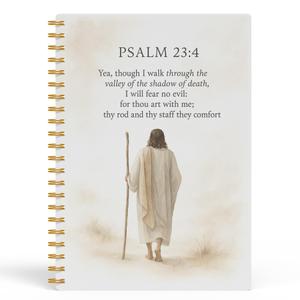 FISWAFY Jesus Christian Spiral Notebook 5.5x8.3in, Psalm 23:4 Religious Bible Verse Journal Notebooks for Note Taking, Jesus Gifts for Women, Christian Gifts, Hardcover Notebook Journal