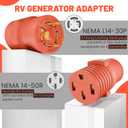 EVPEIWE NEMA L14-30P to 14-50R RV Generator Adapter, 30 Amp to 50 Amp Twist Lock Male Plug to 4 Prolong 50A RV Female, Adapter for RV Trailer Camper Level 2 EV Charging