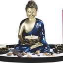 ICE ARMOR 11.25" W Buddha with Louts Candle Holder and Incense Sitck Holder Figurine Statue Sculpture Ornament Decoration Home/Room Decor Ideas