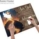 Christian Jigsaw Puzzles 500 Pieces for Adults, John 3:16 with Jesus' Path to Glowing Cross Under Stars, Uplifting Bible Verse Wooden Puzzle, Faith-Based Gift