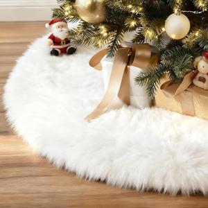 iMucci 60/48/36/30in Thick Wool Fur Tree Skirt Snowy White Plush Velvet Wool-Like Chirstmas Tree Skirt Holiday Party Decoration (30 inch/0.84LB)