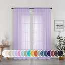 OWENIE Lavender Sheer Curtains 72 Inches Long Set of 2, Airy Sheer Curtains & Drapes for Living Room Bedroom, Solid Voile French Door Curtain Rod Pocket Top, Light Purple, 2 Pcs Total 84 inch Width