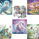 2 x JJBSWYMT 6 Pack Special Shape Diamond Painting Kits for Adults Beginners, 5D Animals Diamond Art Kits,DIY Diamond Dots with Diamond Gem Art and Crafts, Home Wall Decor 12 x12 Inch (YX-01-1)