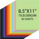 Cardstock 8.5 X 11, 80 Sheets 10 Colors Card Stock, 75lb/ 200gsm Copy Paper, Cardstock Printer Paper For Art, Drawing, Invitations, DIY Cards, Watercolor, Craft, Construction, School & Office Supplies