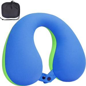 COOLBEBE Kids Travel Neck Pillow, Softly Double Support Neck Pillow for Car & Airplane, Traveling Gifts for Toddler & Children (1, Bluish Green)