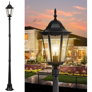 84'' Outdoor Lamp Post Light Fixture Outdoor Post Lights Hard Wired Black Outdoor Light Post Yard Waterproof Pole Lights with Clear Glass Modern Lamp Posts for Outside