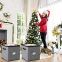 CHENGU 2-pack Christmas Ornament Storage Stores up to 64 Christmas Ball Accessories Holder with Adjustable Dividers, Zippered Closure Two Handles for Holiday Ornaments and Xmas Decorations(Grey)