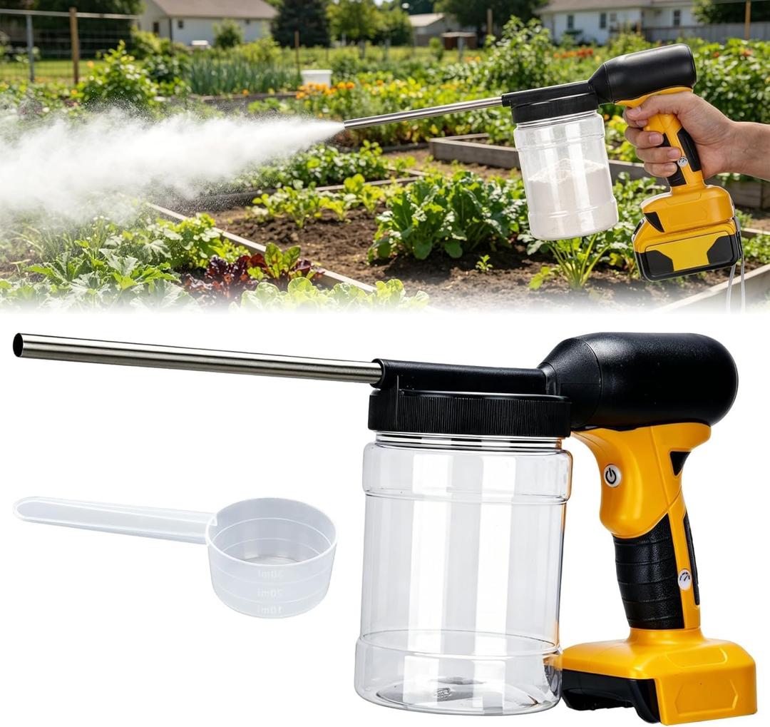 Electric Powder Duster for Diatomaceous Earth Compatible with 20V Dewalt Battery (Battery Not Included), 4-Speed Adjustable Cordless Powder Sprayer, 1L Large Capacity Dust Applicator