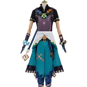 Adult Green Suit Cosplay Costume Uniform Set Full Set Halloween Party (Small, Multicolored)