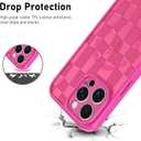 AIGOMARA Magnetic for iPhone 16 Pro Max Case, Compatible with Magsafe Cute Hot Pink Checkered Pattern Screen Protector Camera Protection Matte Translucent Checkerboard Phone Case for Women Girls