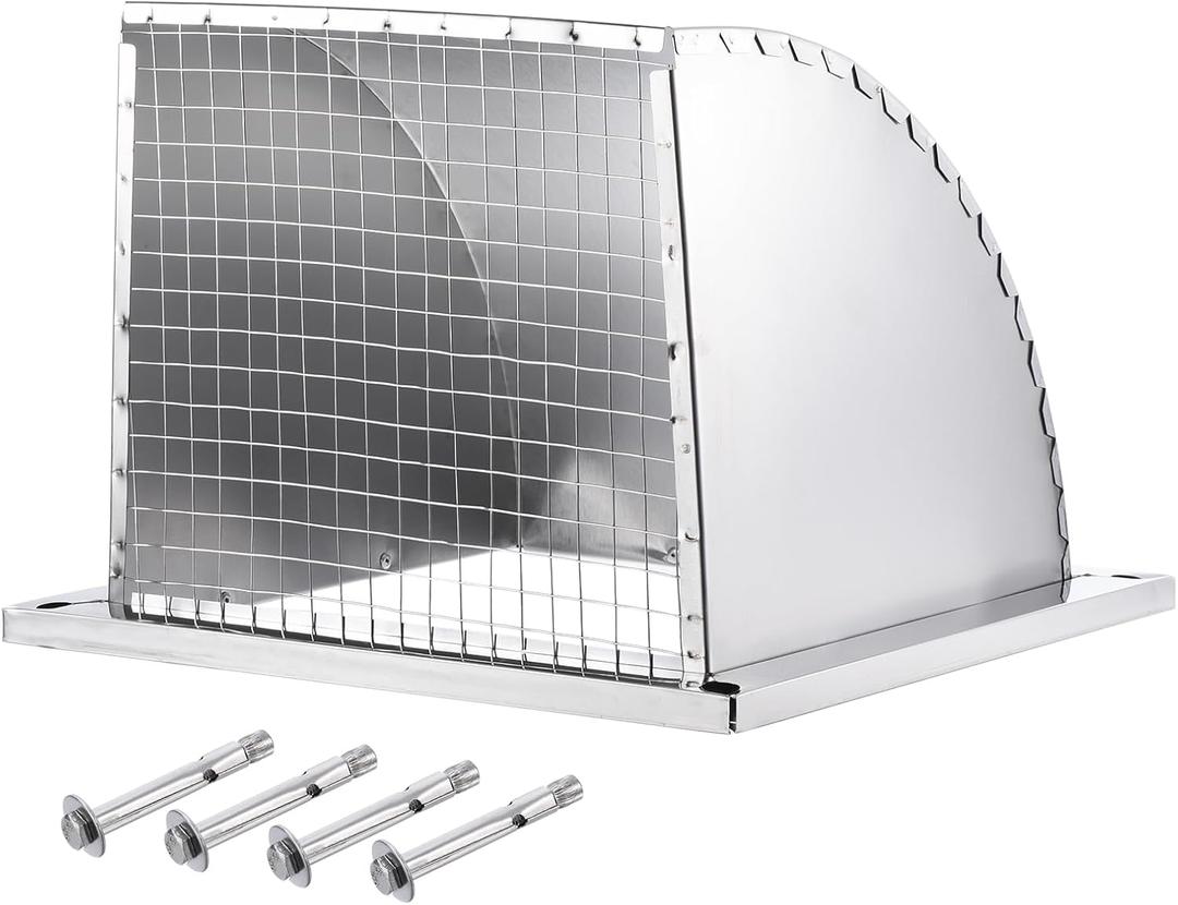 PATIKIL 10"x10" Wall Vent Cover, Exterior Dryer Vent Outlet Grille Louvered Stainless Steel Outdoor Duct Ventilation with Mesh Screen for Bathroom Kitchen