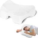 Side Sleeper Pillow with Arm Hole, Shoulder Relief System, Arm Pillow for Neck and Shoulder Pain, Premium Memory Foam, Suitable for Side, Back and Stomach Sleepers - White, 7.1in Height