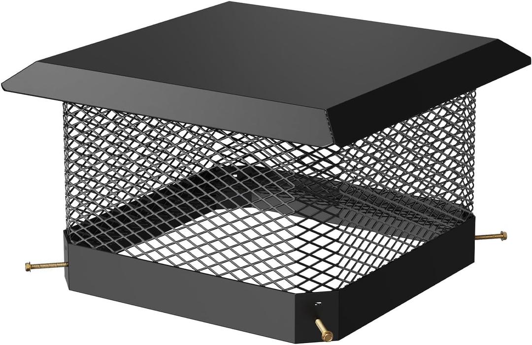 11" x 11" Chimney Cap, Galvanized Steel Chimney Cover with Screen, Heavy-Duty Rust Proof Adjustable Flue Cover for Fireplace/Vent Pipes, Weatherproof Rain & Animal Guard, Bottom Installation