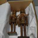 2 Pack Christmas Nutcracker Figures with Velvet Bow 12'' 10'' 8'' Brown Wooden Nutcracker Soldiers Traditional Christmas Decorations Classic Holiday Ornament for Mantel, Tabletop & Xmas Home Decor