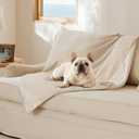 Bedsure Cat Blanket for Indoor Cats - Waterproof Calming Cat Blankets for Couch Protection, Sherpa Fleece Pet Blanket, Soft Plush Reversible Throw Furniture Protector, 40"x30", Cream