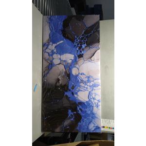 Abstract Canvas Wall Art: Large Wall Art for Living Room, Bedroom & Gray Office Decorations for Work, Framed Artwork - Modern Decor with Blue & Black Paintings (40L" x 20W")