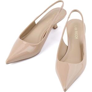 JENN ARDOR Slingback Heels for Women Low Heels Dress Shoes Kitten Pumps Dressy Heeled Sandals Wide Width Fashion Casual Shoes, Size 8