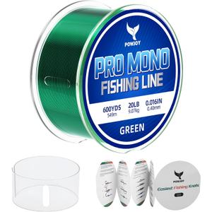 3 x Monofilament Fishing Line with Knot Guide Card, Tangle-Free Snap Ring for No More Mess, Low Memory Smooth Casting Nylon Mono String, 15/20/30/50/80LB, 220-1050 Yards