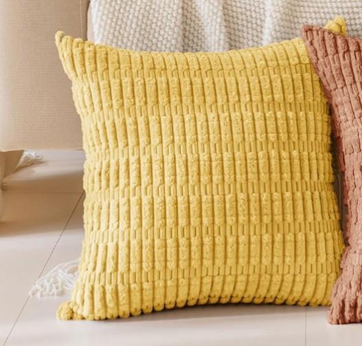 Softalker Fall Throw Pillow Covers 26x26 Inch, Set of 2, Corduroy Soft Striped Farmhouse Boho Pillow Cover, Modern Decorative Cushion Pillow Case for Couch Sofa Bedroom Living Room(Yellow Color)
Amazon's Choice