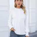 Blooming Jelly Womens Dressy Casual Tops Long Sleeve Shirts Mock Neck Business Work Blouse Fall Clothes 2023 (White, S)