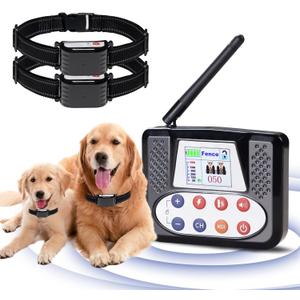 Wireless Dog Fence for 2 Dogs, Wireless Dog Fence System & Dog Training Collar