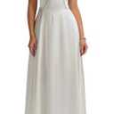 KUTUMAI Satin Maxi Dress Spaghetti Strap Lace Up Long Formal Dresses for Women Wedding Guest Cocktail Evening Prom M