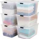 IRIS USA 6-Pack High-Capacity Clip Box with Latching Lids, 55 Quart Storage Bins, Supply Containers for Home, Office & Classroom Organization