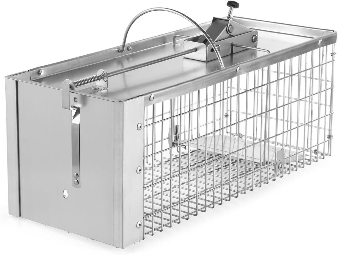 Meldoz Live Animal Cage Trap, Heavy Duty Humane Cage Trap for Squirrels, Chipmunks, Rabbits, and Small Rodents, Safely Catch & Release - 1 Trap