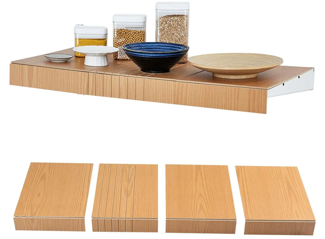 HUAGHEE Wire Rack Shelf Cover - 5 Pack Adjustable Wood Wire Rack Covers for Pantry, Closets,Bathroom, Kitchen (Wood - 5 Pack, 47.2 x 16 inch)