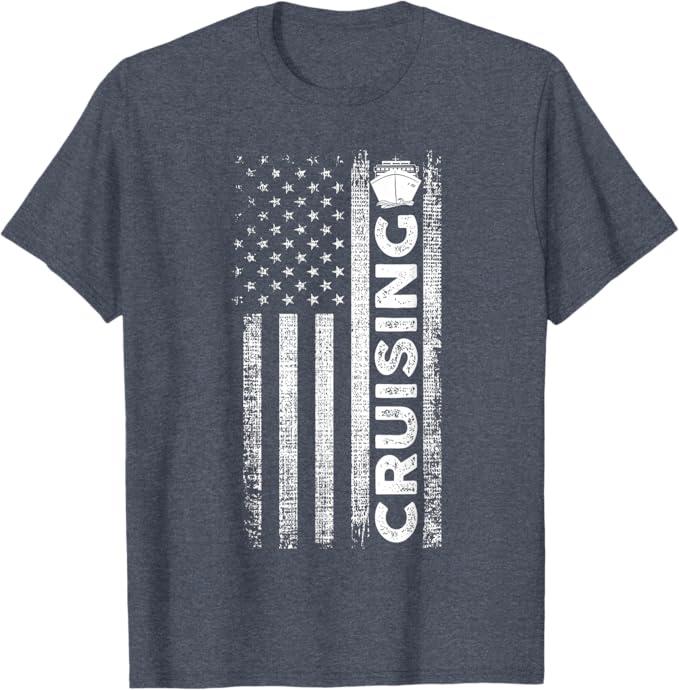 Cruise Ship Captain American Flag Cruising T-Shirt 2XL