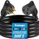 Kanayu 10ft 30A NEMA 6-30 Extension Cord, 6-30P Male Plug to 6-30R Female Receptacle Power Cord with Handle for Welder Compressor Heater, STW 10 AWG/3C, 250V, 7500W, ETL Listed