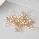 SWEETV Bridal Hair Comb Pearl Accessory Bendable Leaf Hair Piece Vintage Wedding Accessories for Brides Bridesmaids Women Girls (Gold-01)