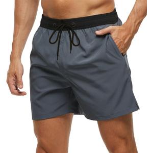Tyhengta Men's Swim Trunks Quick Dry Beach Shorts with Zipper Pockets and Mesh Lining (36, Grey)