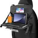 Car Steering Wheel Tray, Foldable Car Laptop Desk Eating Food Tray with Transparent Holder & Tissue Box, Adjustable Back Seat Headrest Table for in-Car Dining Working Studying (Black)