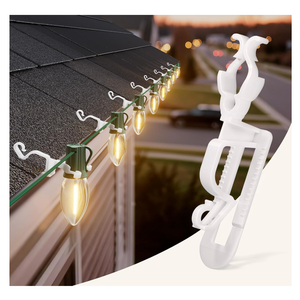 Universal Christmas Lights Clips, 100 Count All-in-One Gutter Clips for C7/E12, C9/E17 Lights, Mini String Lights, Rope Lights, Outdoor Christmas Decor