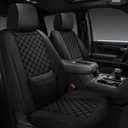 Silverado Seat Covers 2007-2026 Full Set, Truck Interior Sets Custom Fit for Chevy Chevrolet Silverado GMC Sierra 1500/2500/3500HD Crew/Double/Extended Cab with Lumbar Support, Black