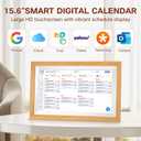 Digital Calendar,15.6 Inch Smart Wifi Electronic Calendar with Wooden Frame, Full HD Touchscreen Display Picture Frame Calendar for Family Mom Schedules Planner Organizing-Wall & Desk Mountable