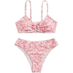 COZYEASE Girls' 2 Piece Ditsy Floral Print Knot Front Ruched Triangle Bikini Swimsuit 13 Y COZYEASE Girls' 2 Piece Ditsy Floral Print Knot Front Ruched Triangle Bikini Swimsuit 13 Y