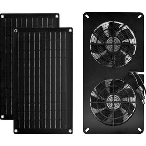 DC HOUSE 20W Solar Powered Exhaust Fan for Chicken Coops Greenhouses Sheds Pet Houses and Windows Waterproof and Easy Plug and Play Installation Max Applicable Space 880ft3 (25 m3)