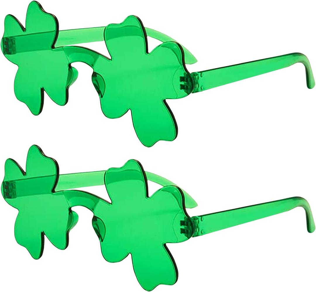 2 x 2 Pair Star Shaped Sunglasses Transparent Color Star Glasses Pentagram Glasses for Women Children Party Favor (Green)