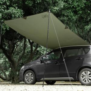 Portable Car Awning for SUV, Vehicle Awning for Camping Van Truck, Needn't Roof Rack Hardwares Waterproof UV50+ 10 x 5.6 ft (Dark Green)
