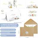 100 Pack Wildflower Thank You Cards With Envelopes Set (4"x6") - Elegant Gold Foil Thank You Notes With Adhesive Envelopes & Matching Stickers for Wedding, Bridal Showers, Baby Showers, Birthday, All Occasion