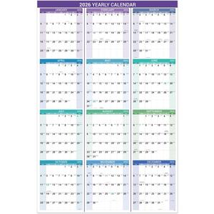 2026 Yearly Wall Calendar - 2026 Calendar, 2026 Wall Calendar 12month, Jan. 2026 to Dec. 2026, 34.2" x 22.8" (Open), Vertical, Thick Paper, Double-sides Round Stickers, Holidays & Julian Dates (Purple)