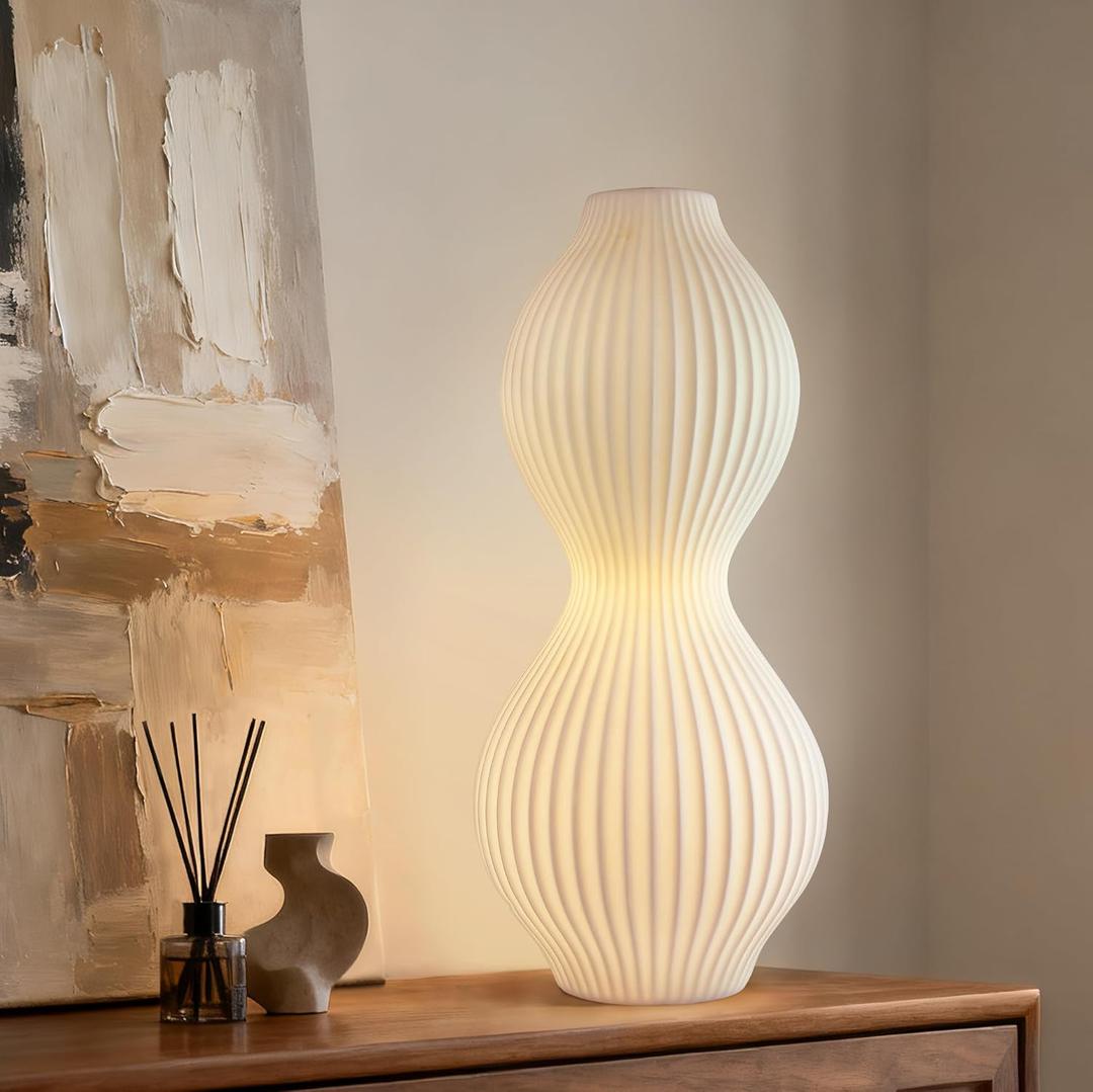 RONDURE 15.8" Modern Ceramic Table Lamp, Fully Dimmable Modern Bedside Lamps for Bedroom, Living Room and Nightstand, White Translucent Ceramic Shade, Warm Ambient Lighting, Corded, Bulb Included