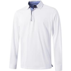 Men's Business Long and Short Sleeve Polo Shirts Mercerized Cotton Blend Casual Stylish Collared Shirts (M)