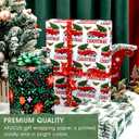 2 x Afucus Christmas Wrapping Paper, 3 Mini Rolls, Christmas Tree Pickup and Berries Design Gift Wrapping Paper Rolls for Birthdays, Parties (17 Inch X 120 Inch) (Christmas-Red Green)